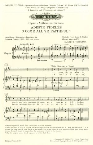 Hymn-Anthem on the tune Adeste Fideles (O come all ye faithful)