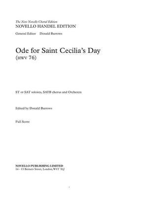 Ode For Saint Cecilia's Day (Full Score)