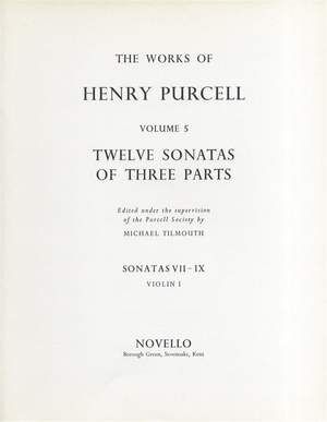 Twelve Sonatas Of Three Parts For Violin 1 - Sonatas VII-IX