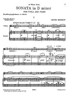 Sonata In D Minor For Viola and Piano - Viola and Piano