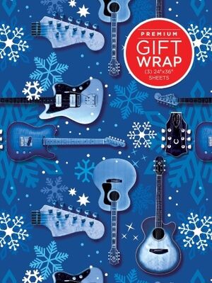 Wrapping Paper - Blue Guitars & Snowflakes Theme (Guitarra)