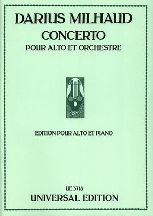 MILHAUD CONCERTO (concierto) Vla Pft Red op. 108