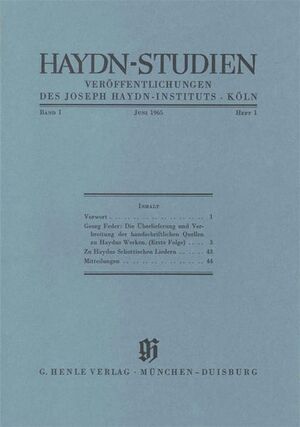 Haydn-Studien (estudios) Band 1 Heft 1 (Juni 1965)
