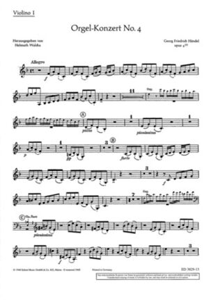 Organ Concerto (Concierto Órgano) No. 4 F Major op. 4/4 HWV 292