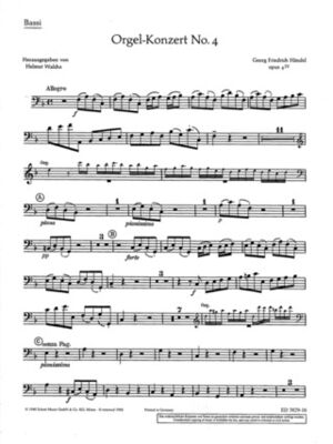 Organ Concerto (Concierto Órgano) No. 4 F Major op. 4/4 HWV 292