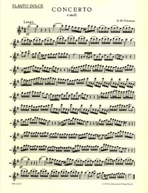 Concerto (concierto) For Recorder And Flute In E Minor