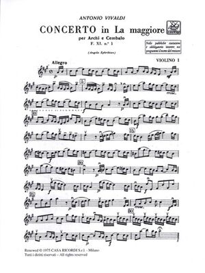 Concerto in La Maggiore per Archi e BC Rv 159