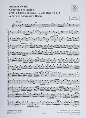 Concerto (concierto) per Violino, Archi e BC, RV 280 Op. VI/5