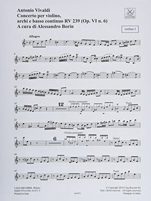 Concerto per Violino, Archi e BC, RV 239 Op. VI/6