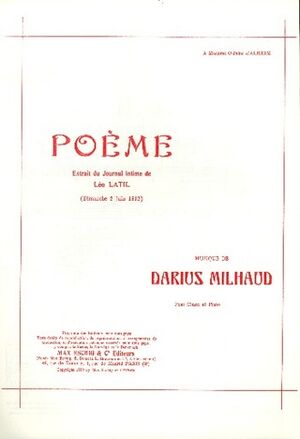 Poeme Op 73 Cht-Piano (Extrait Journal Intime De