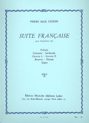 Suite Franaise For Solo Saxophone