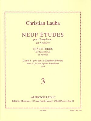 Neuf Etudes (9) pour Saxophones, cahier 3