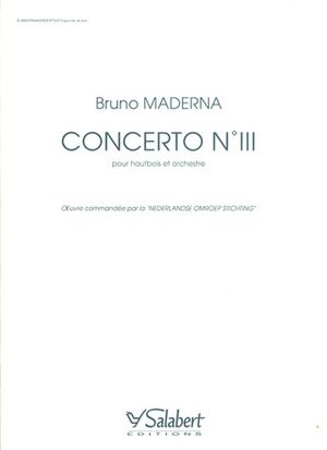 Concerto (concierto) N 3 Hautbois Et Orchestre Partition