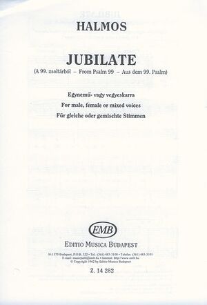 Jubilate (Aus dem 99. Psalm) fr gleiche oder ge 5 Voices or SATB