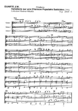 Variations sur chanson Pop. suèdoise Op.84